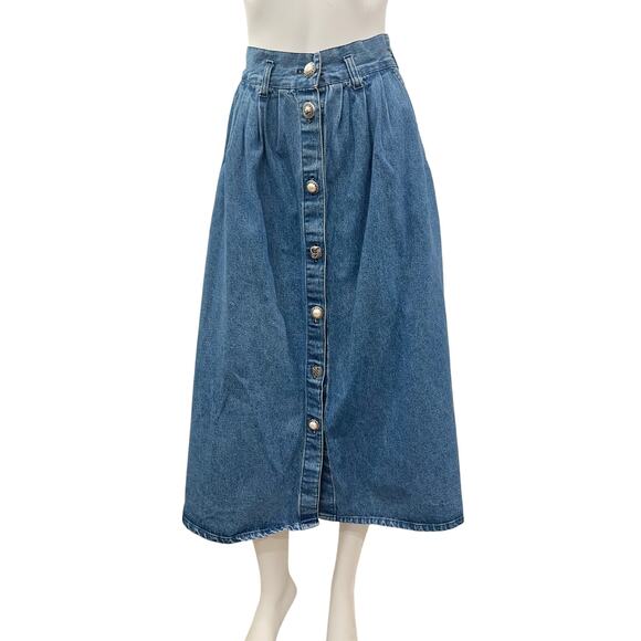 Cherokee Dresses & Skirts - vintage 80s cherokee denim skirt / Pleat A-line Denim Prairie Skirt/ size small